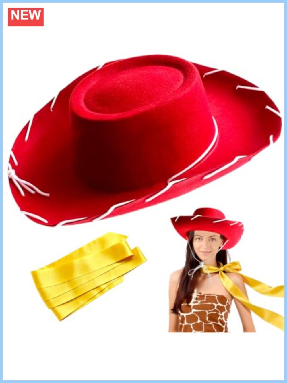 Western Cowboy Hat Set with Yellow Hair Scarf Halloween Costume